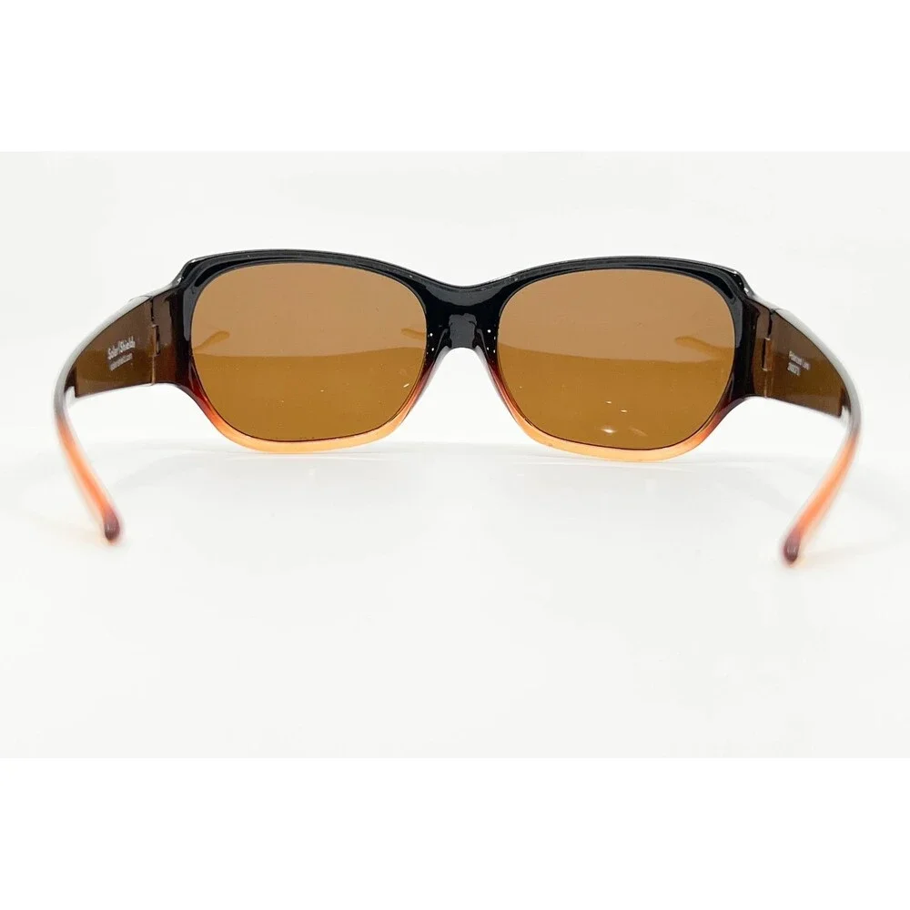 Solar Shield Sunglasses Womens Black Brown Polarized Fits Over 2NSCF3 OS